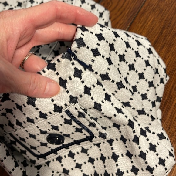 Cabi Teatime Skirt 4 Navy Blue White Retro Knit Mini A line Windowpane Plaid - Picture 6 of 7